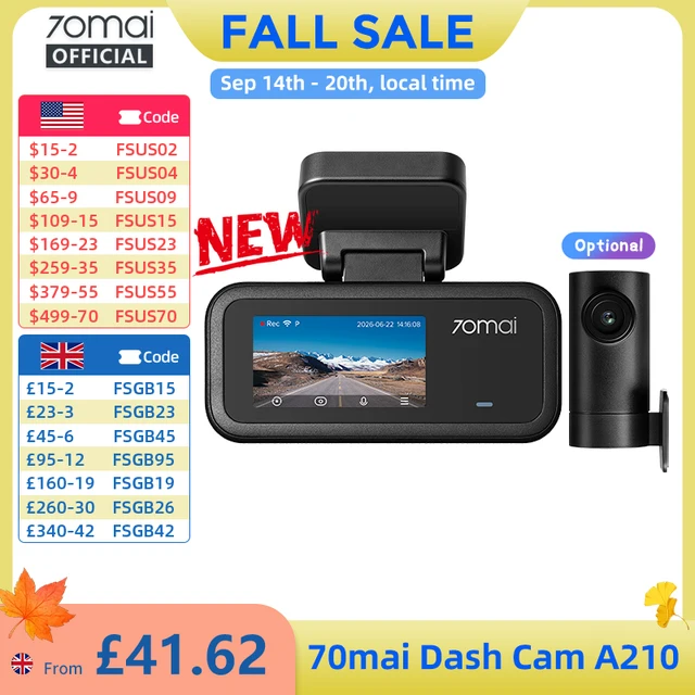 【New】70mai A210 Dash Cam 1080P HDR Night Vision Support Dual-Channel Supercapacitor Built-in GPS Wi-Fi6 24H Parking Surveillance 【New】70mai A210 Dash Cam 1080P HDR Night Vision Support Dual-Channel Supercapacitor Built-in GPS Wi-Fi6 24H Parking Surveillance