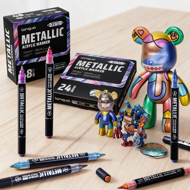 

12/24/48color Double-head Straight Liquid Acrylic Marker Set Stackable Colors for Hand-painted Graffiti Illustration Design