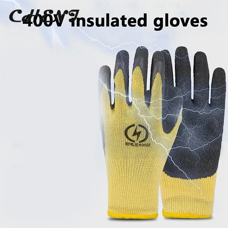 1 Pair 400v Insulating Gloves Anti-electricity Security Protection Gloves Rubber Electrician Work Gloves Protective Tool