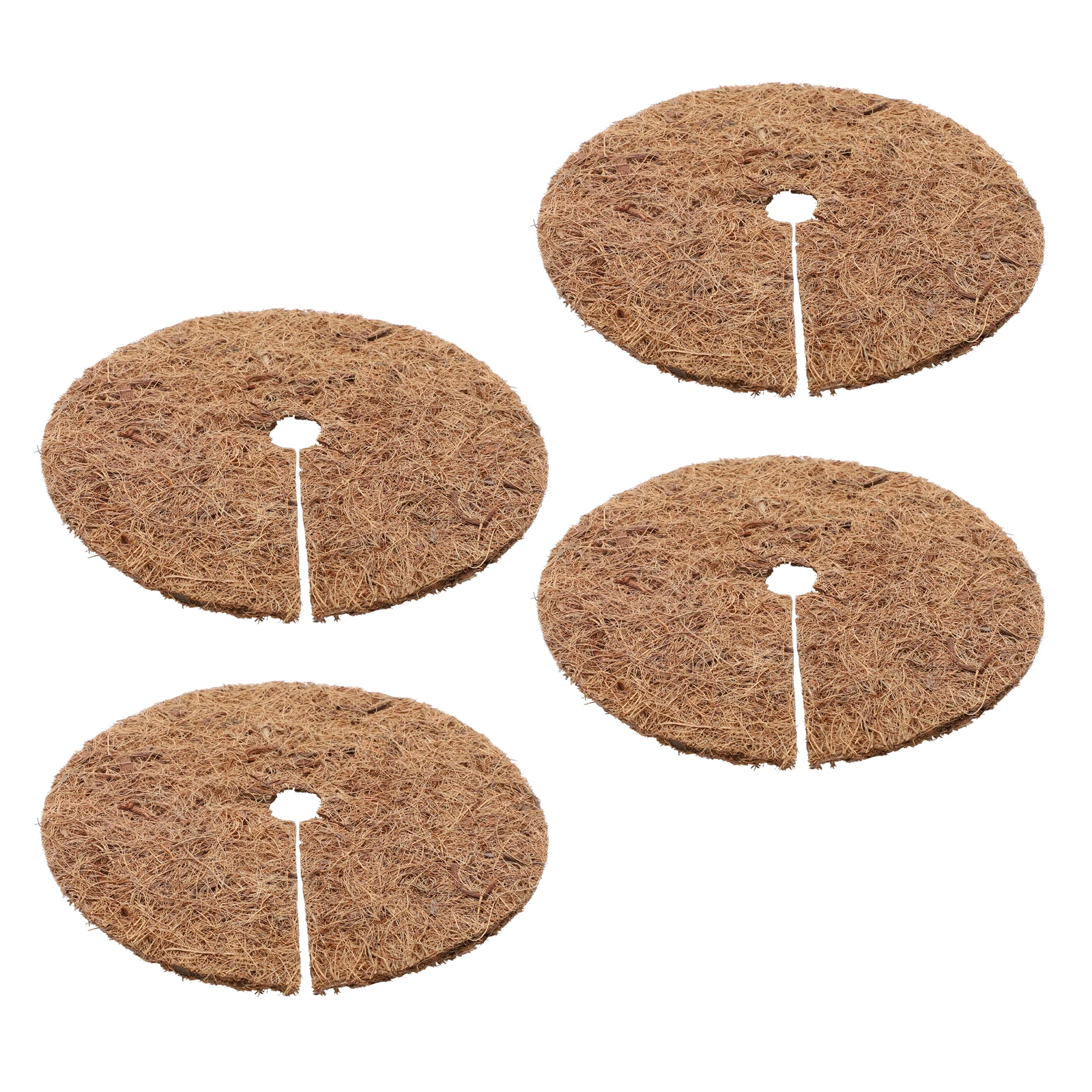 4Pcs Eco-Friendly Coconut Fiber Cushions Plant Protective Mats Round Design Breathable Mulch Flowerpot Control Anti-Grass Pad