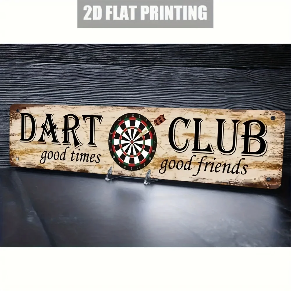 2D Flat, 1pc Dart Club Logo Wall Sign - Traditional Dartboard Emblem Suitable for Game Rooms, for Man Cave, Bars, Pubs, Beer C