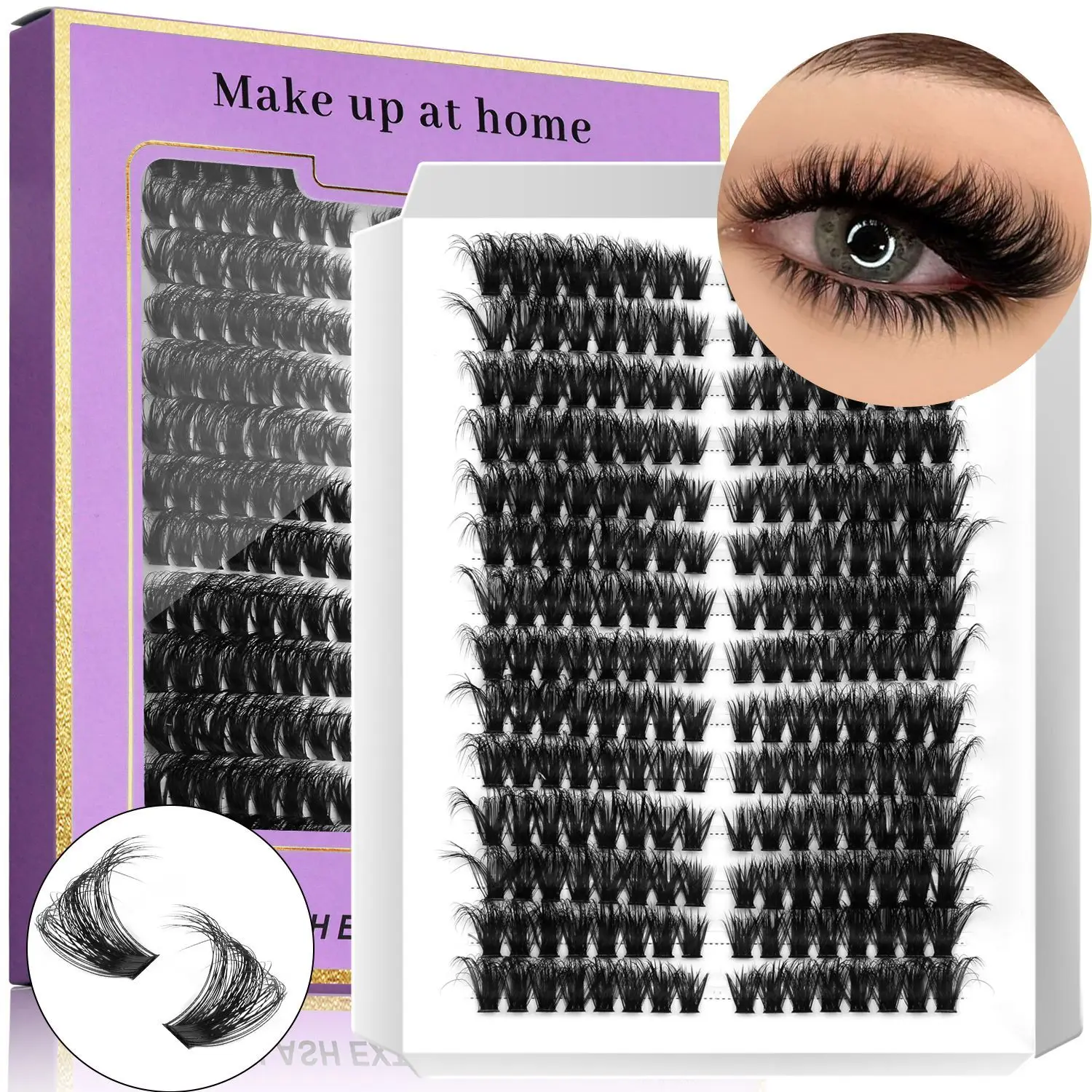 

Large Capacity French Dense False Eyelashes Individual Cluster DIY Grafting Lashes Segmented for Eye Makeup