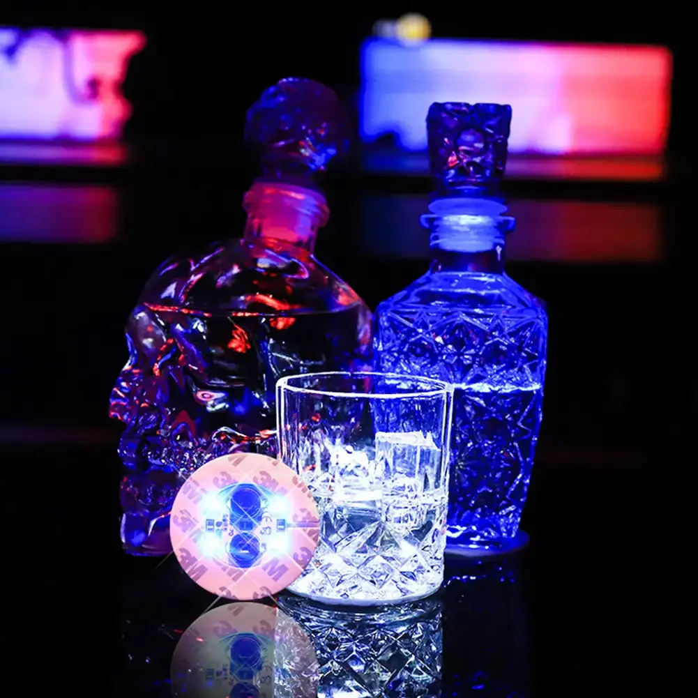 Mini Glow LED Coaster for Adhesive Light Bottles Festival Nightclub Bar Party Decoration Vase LED Drink Cup Coaster