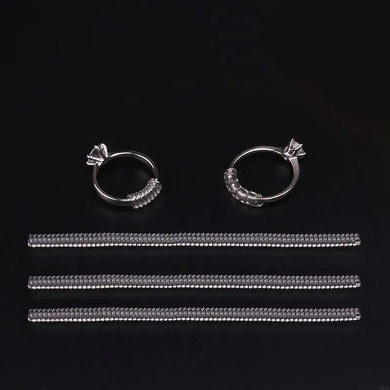 N0HE 12 Pcs Clear Plastic Ring Size Adjuster Comfortable Ring Guard Ring Resizr