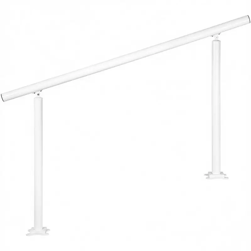 

Exterior Step Balustrade 5 FT For Porch Garden Entrance, 0-5 Steps Adjustable Angle White Aluminum Support Bar Manual Installation Customizable Slope