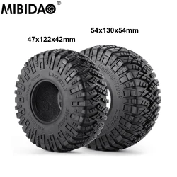 MIBIDAO 4Pcs 1.9/2.2 inch Rubber Tires 122/130mm Wheel Tyres For 1/10 Axial SCX10 90046 AXI03007 TRX4 TRX6 Wraith RC Crawler Car