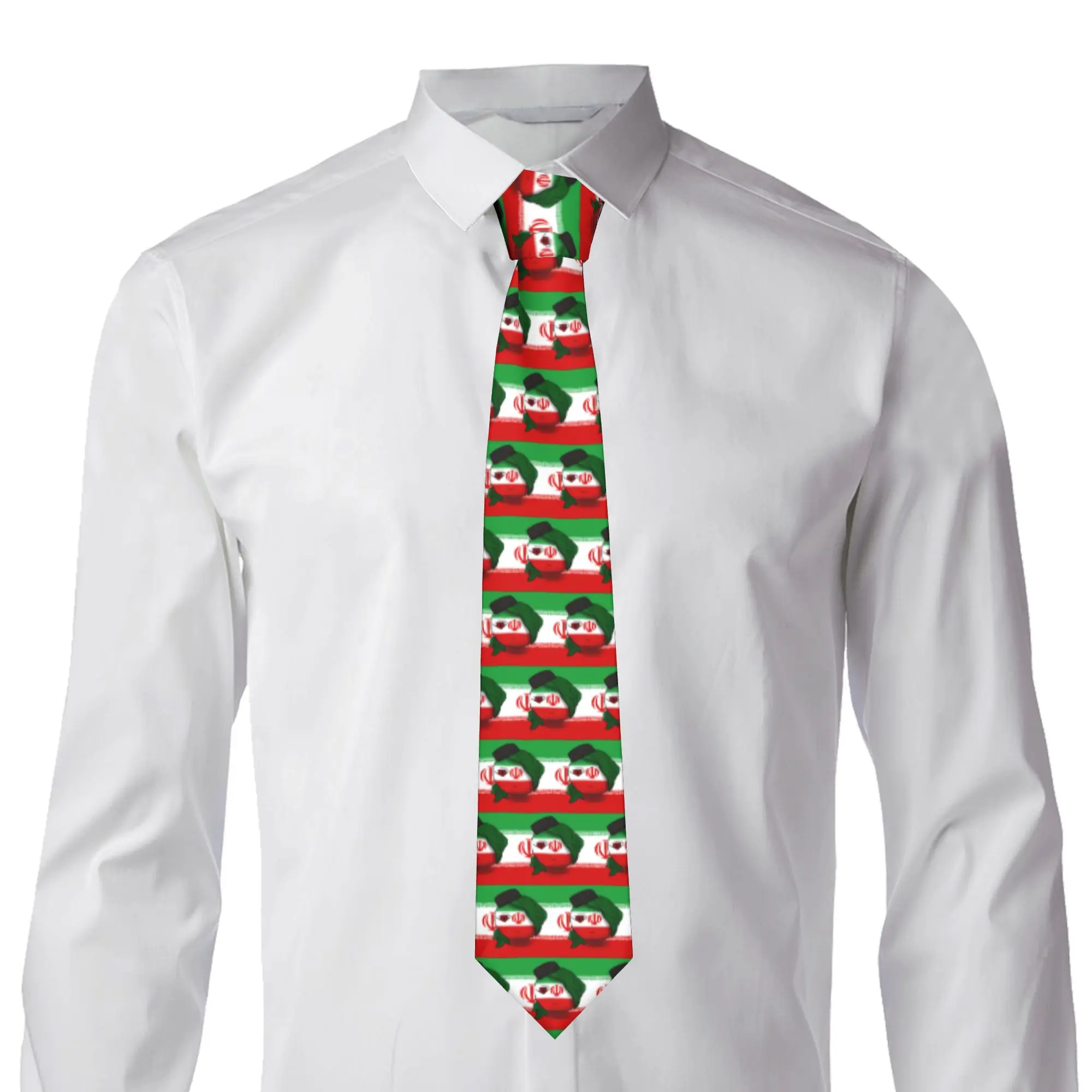 Formal Iran Countryball Manga Artistic Style  Necktie for Men Silk  Business Neck Tie