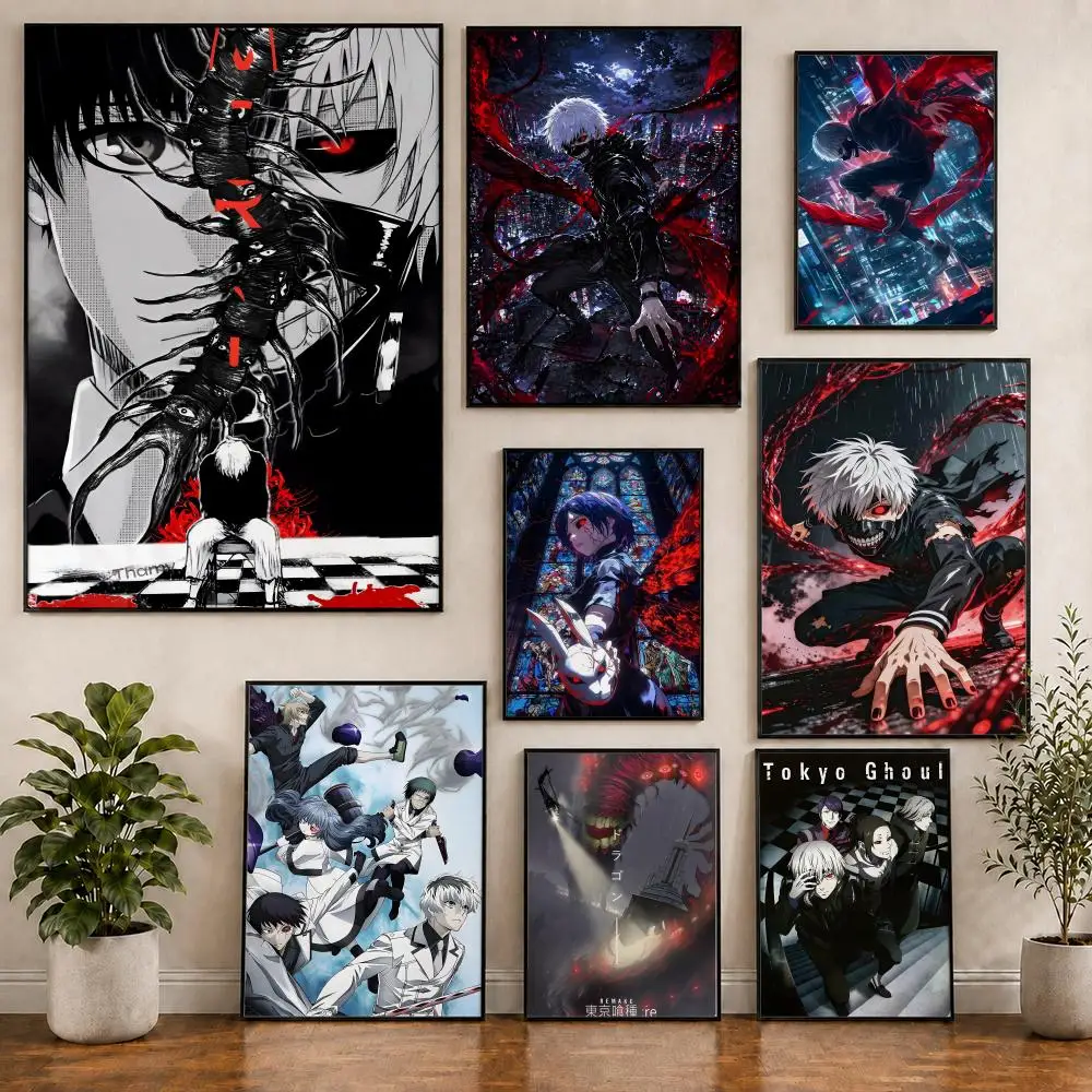 Póster de Anime Tokyo Ghoul Ken Kaneki, PVC HD, moderno, para el hogar, oficina, sala de estar, comedor, decoración de pared