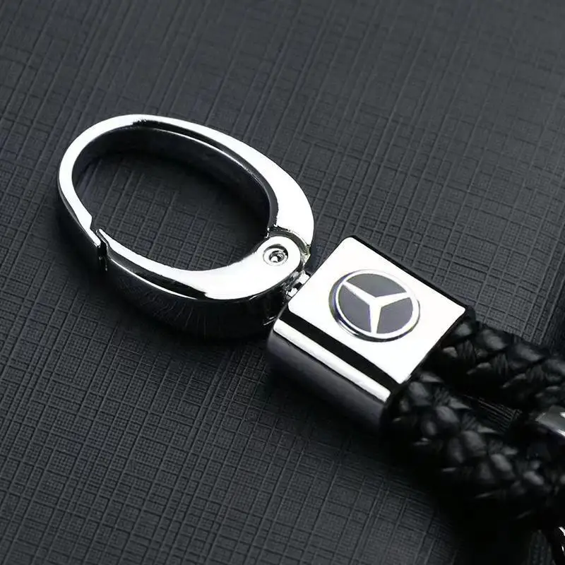 Leather Rope Car Keychain Hand Braided Horseshoe Buckle Keychain for Mercedes Benz B/C/E/S Class A Class C200L GLC GLK CLA GLA image 6