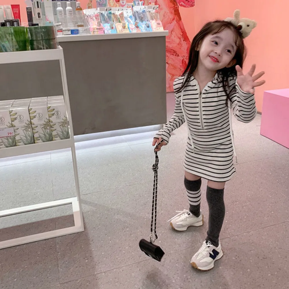 

Girly Heart Children Long Sleeve Shirt Dress Y2k Spring Autumn Striped Foreign Style Hoodie Baby Skirt Clothing Gifts for Kids