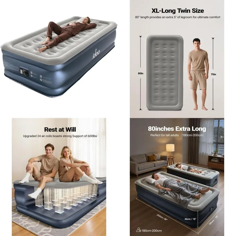 

Upgraded Twin XL Inflatable Mattress with Built-in Pump, 2-Minute Setup, 80 Air Bed for Guests, Portable Carry Bag Included