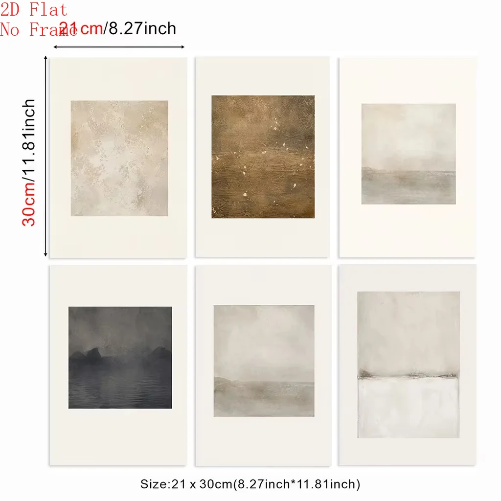 Abstract Landscape Neutral Beige Brown Misty Minimal Texture Abstract Minimalist Landscape Canvas Poster Wall Art