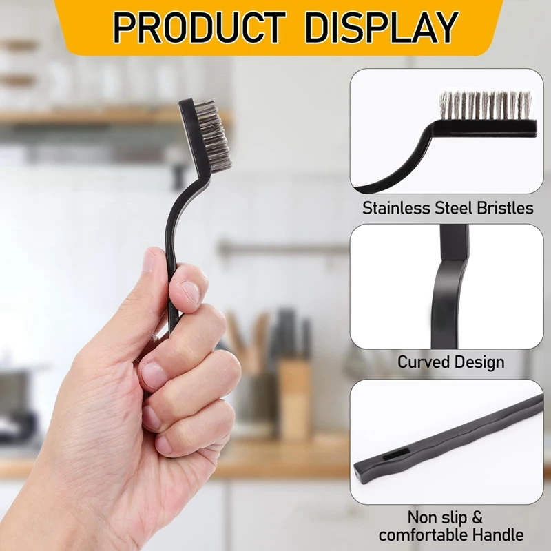 30 Pieces Mini Wire Brush,Stainless Steel Brush,Curved Handle Masonry Scratch Brush,Metal Wire Brushes For Cleaning