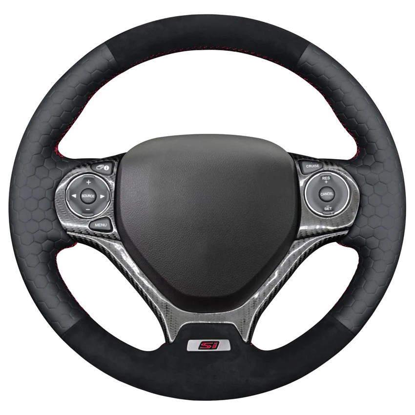 

Black Faux Suede Leather Car Steering Wheel Cover for Honda Civic Si 2014-2015