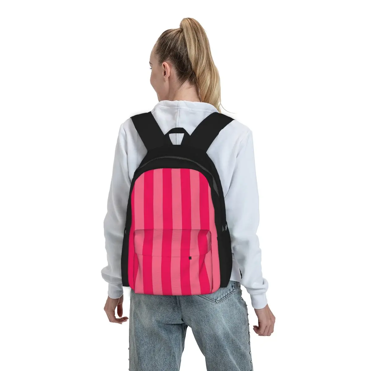 Mochila com padrão listrado vibrante e ousado, bolsa escolar para estudantes, bolsa escolar infantil, bolsa de ombro para computador, para homens e mulheres