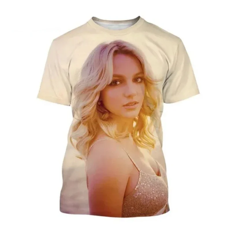 Fashion Pop Female Singer Britney Spears 3D Print T-shirt Personalized Men Clothes Hip-hop Harajuku Street Unisex T-shirt Top