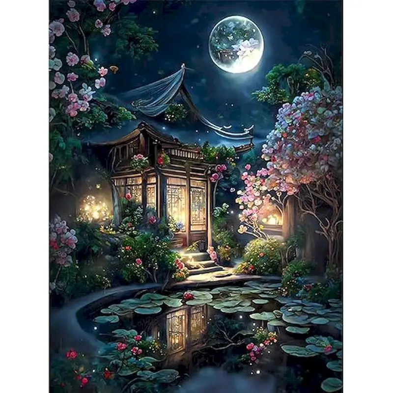 

GATYZTORY Landscape Diamond Painting Kits for Adults Moon Night Diamond Art Kits 5D Scenery DIY Crafts Kits Gift Home Wall Decor