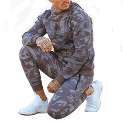 Mens Training Tracksuits Sets Gym Kits Sportswear Breathable Tops Fitness Jogging Sport Suits Camouflage Military Running Sets