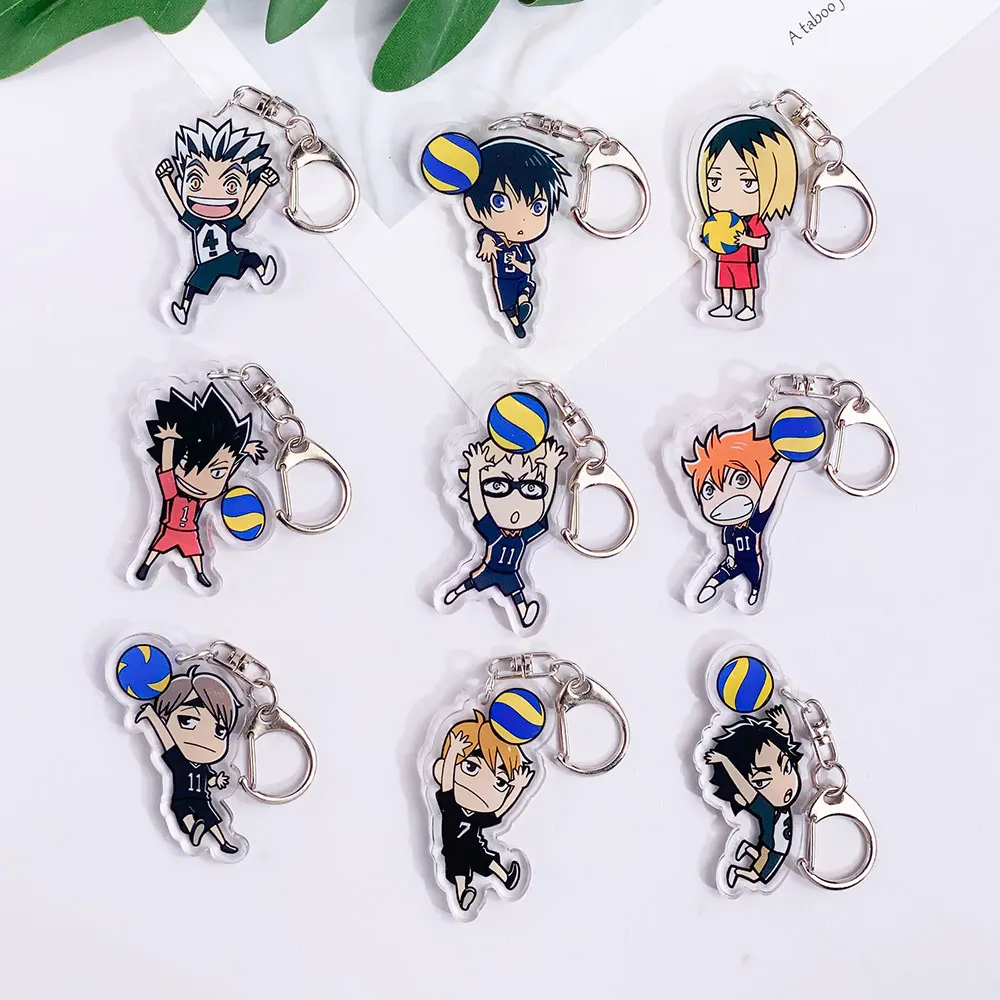 شخصيات أنيمي Haikyuu لطيف المفاتيح اكسسوارات الاكريليك حقيبة سحر الكلاسيكية على ظهره قلادة الإبداعية حلقة رئيسية هدايا لمحبي