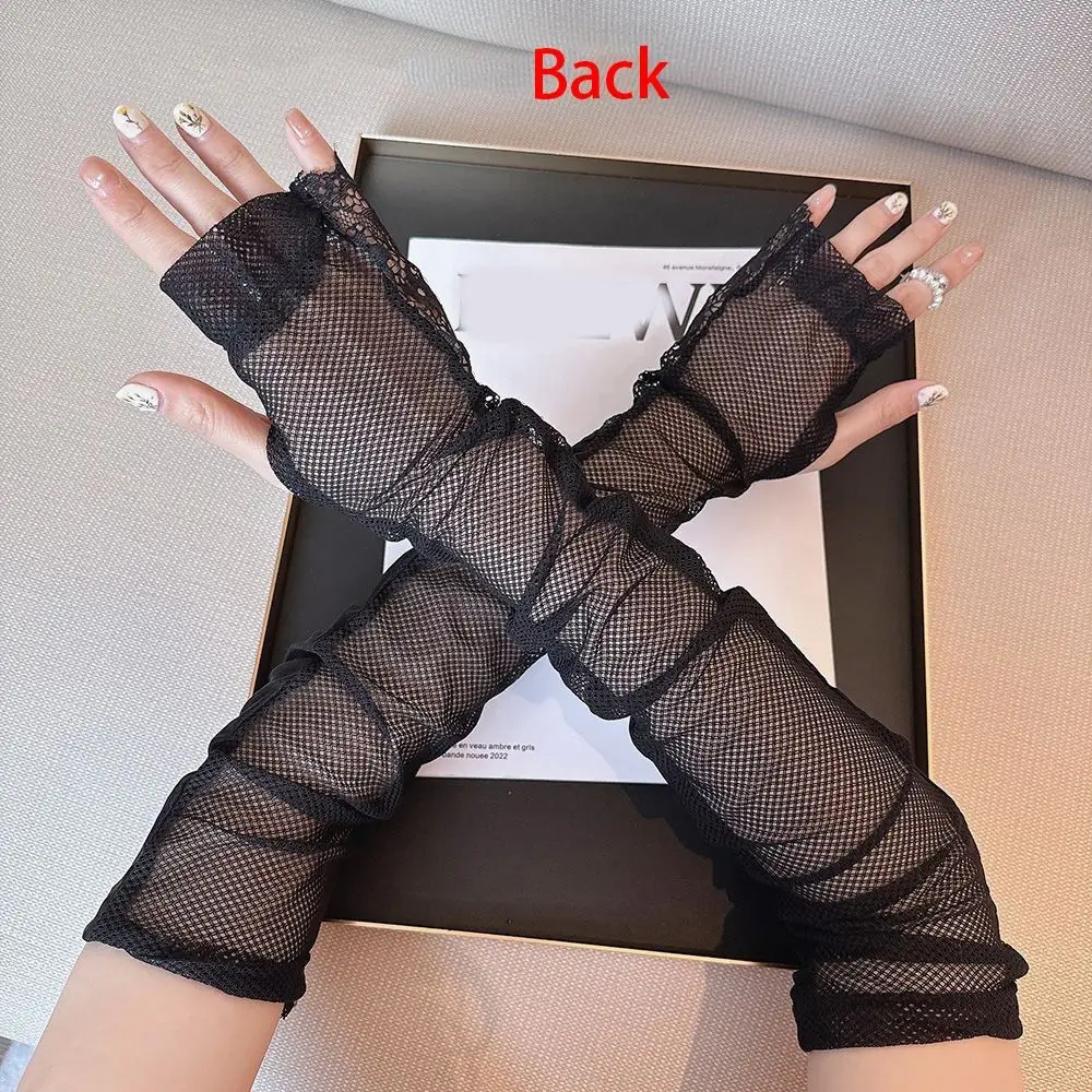 

Anti-UV Lace Ice Silk Sleeves UV Insulation Sun Protection Sunscreen Sleeve Arm Covers Long-sleeved Glove Cycling Gloves Women