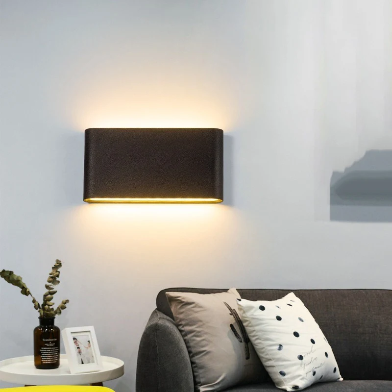 モダンなアルミ製ウォールアップダウンライト、ledウォールライト、ウォームホワイト、6w-12w、屋外-室内装飾用、防水照明