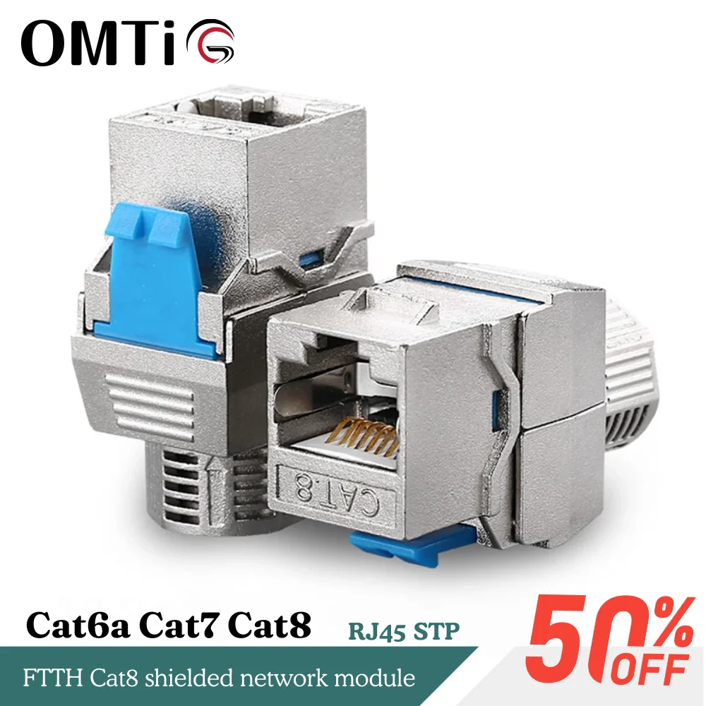 5PCS Cat6a Cat7 Cat8 Jack, RJ45 STP Tool-Less Type Zinc Alloy Module Shielded Keystone Jack Adapter 40 Gigabit