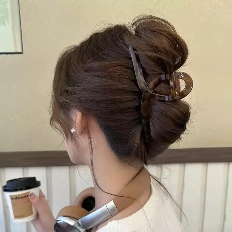 إكسسوارات شعر بمشبك كبير عالي الجودة بطبعة الفهد للنساء