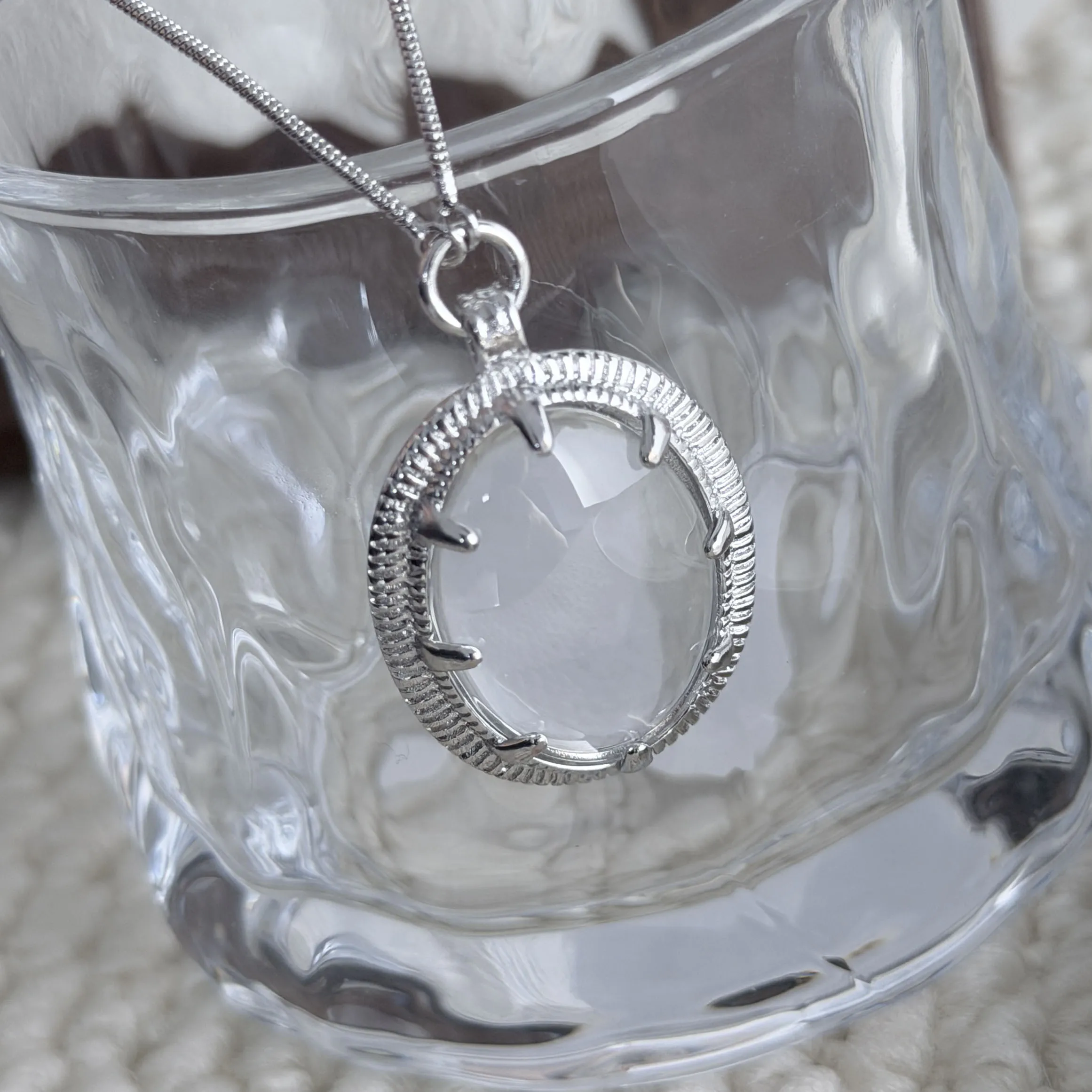 S925 Sterling Silber Halsketten für Frauen, Einfache Minimalistische Anhänger-Halsketten, Blaue Stein-Halskette, Geburtstagsgeschenk – Detail 6