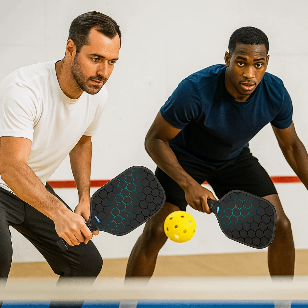 

Fiberglass Surface Pickleball Racket Lightweight Honeycomb Core Pickleball Paddle Set Ribbed Handle 4 Balls Pickle Ball Rackets