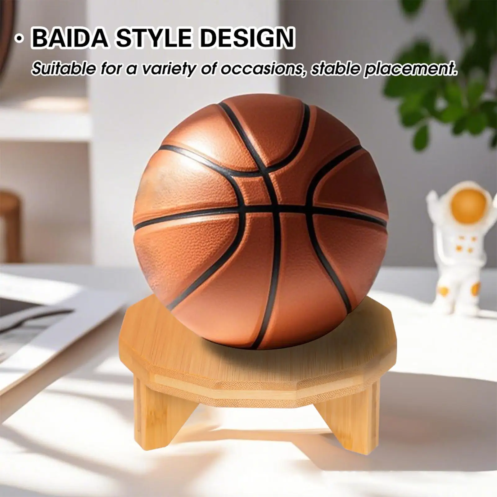 Soccer Ball Stand Wooden Volleyball Rack Decorative Basketball Display Stand For Bookshelf Room Garage Kids Teen Living Room