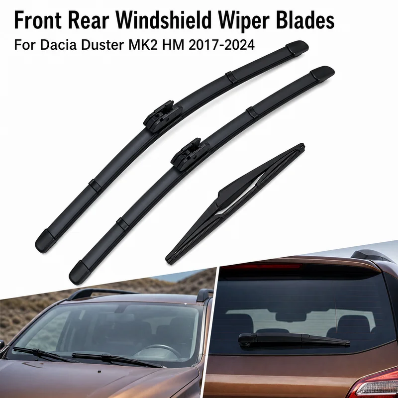 For Dacia Duster MK2 HM 2017-2024 Front Rear Windshield Wiper Blades Windscreen Car Accessories 2018-2022 Replacement Set