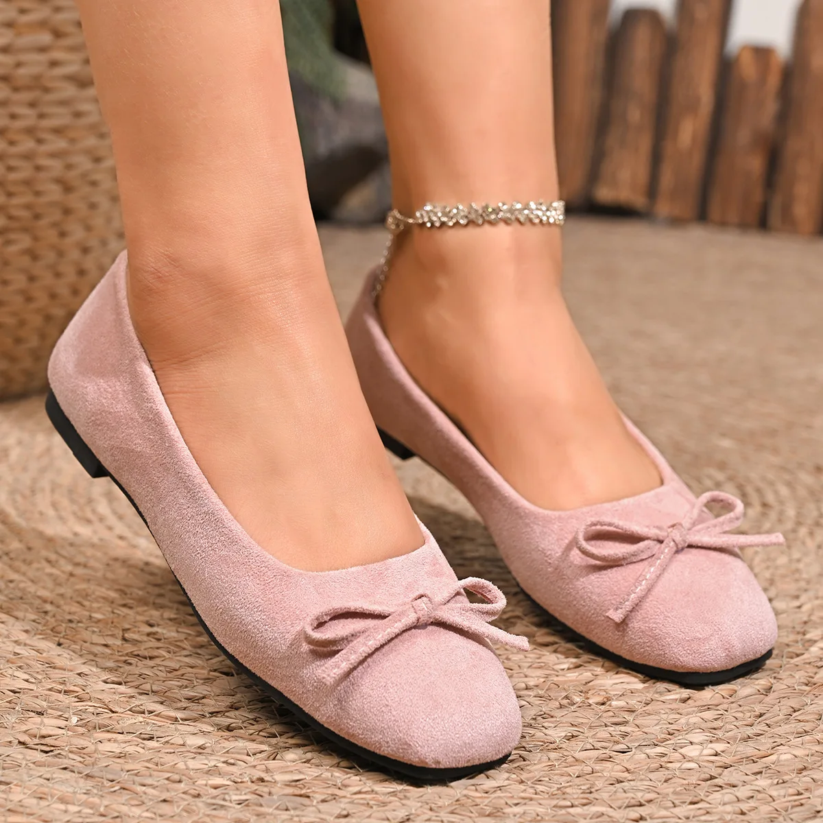 

Women's Flat Shoes Fashion Loafer Comfortable Spring Autumn Female Ballet Shoes Sweet Pink Yellow Khaki Casual Big Large Size 42