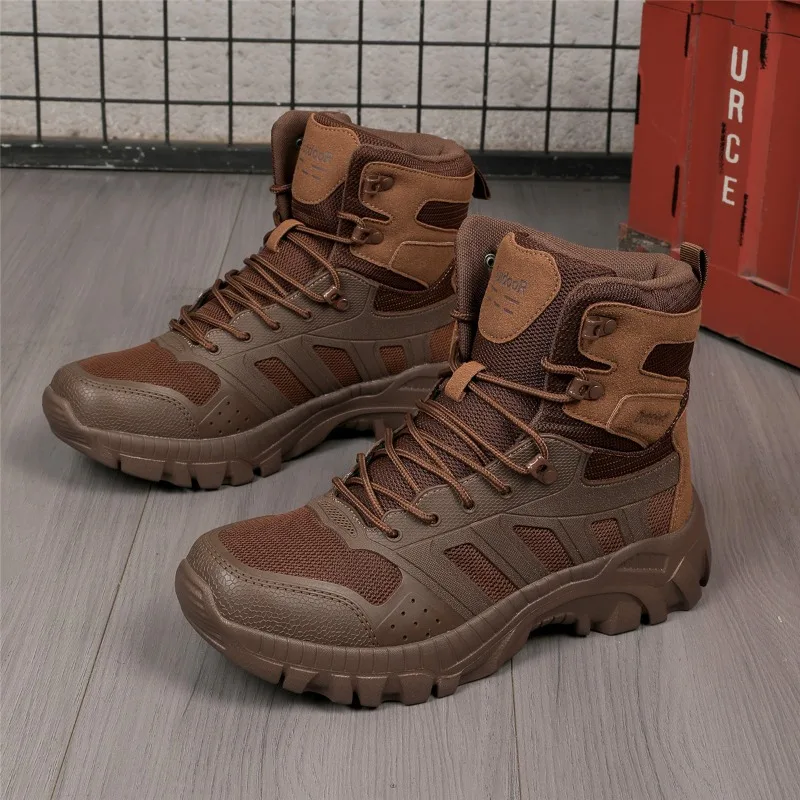 Breathable Outdoor Hiking Shoes for Men Anti-slip Desert Combat Tactical Boots Lace Up Trekking Camping Sneakers Hunting Boots