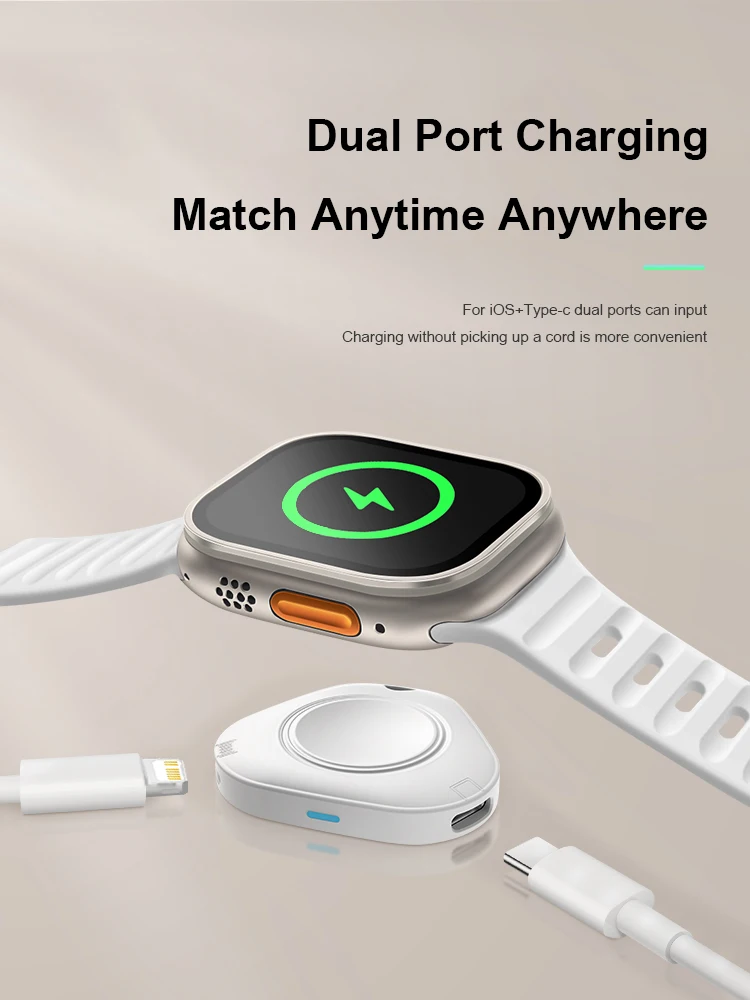 For Apple Watch Series 9 8 7 6 SE Portable Wireless Magnetic Smartwatch Type C L Port Charger For iWatch 1-9 Ultra Watch Charger