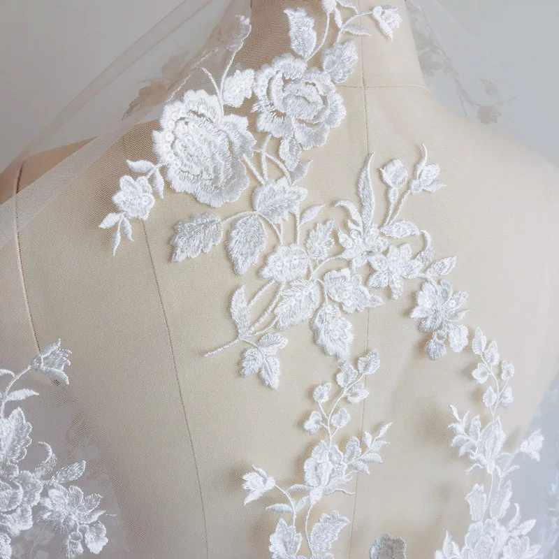 French Embroidered Lace Fabric, Beautiful Flower, Romantic Wedding Sequins, DIY Dress, RS558