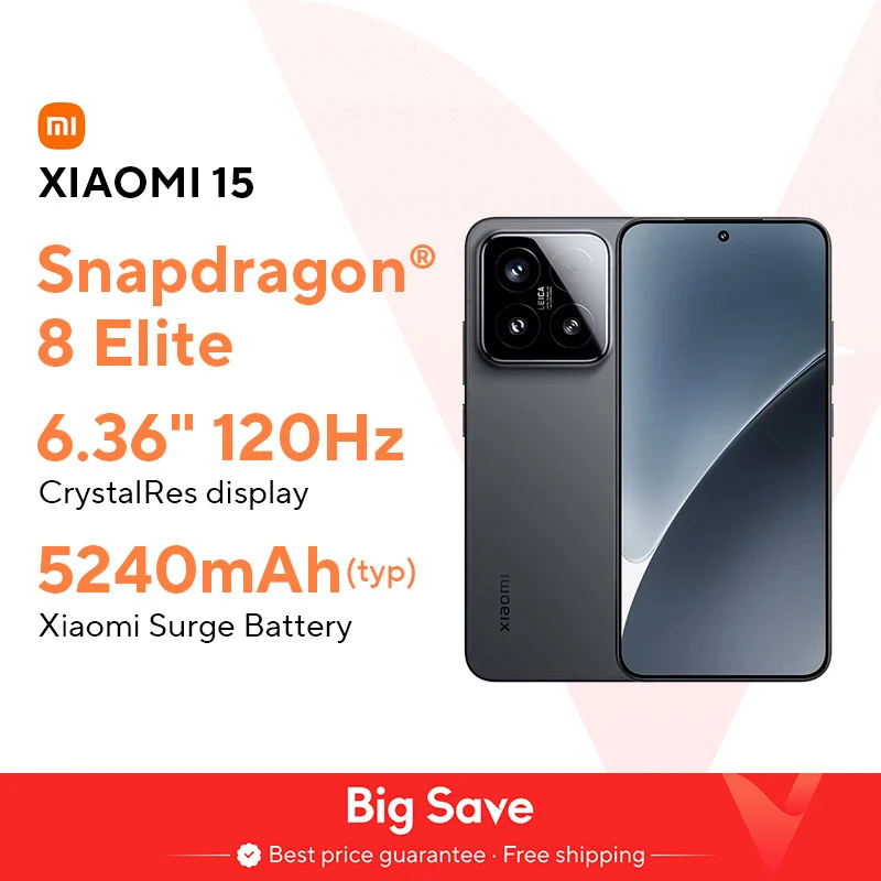 Xiaomi-Smartphone 15 versión Global, 256GB/512GB, Pantalla AMOLED de 6,36 pulgadas, 120Hz, Snapdragon®8 Elite Cámara Leica 90W HyperCharge