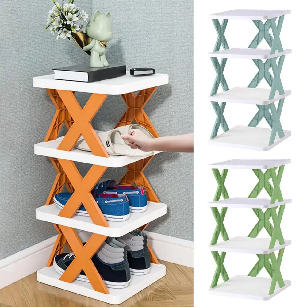 Shoe Rack Easy Installation Free DIY Combination Stackable Save Space Hollow Out Store Load Bearing Widened Platform Organizer