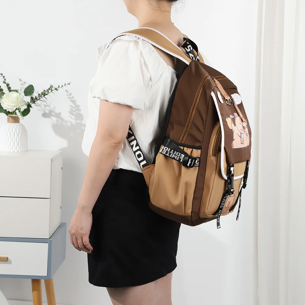 

Capybara Cute Backpack with Pencil Case Kawaii Schoolbag Adjustable Strap Adorable Daypack Travel Backpack