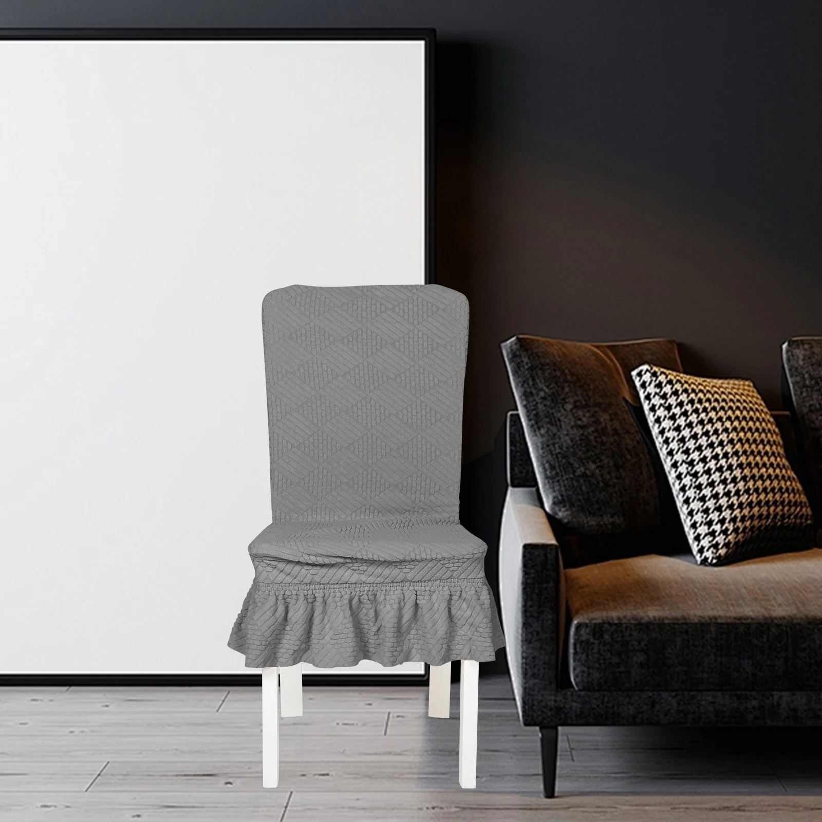 

Universal Chair Slipcovers for Dining Room Stretch Fabric Seat Cover Protection from Spills Stains Easy Fit Modern Style