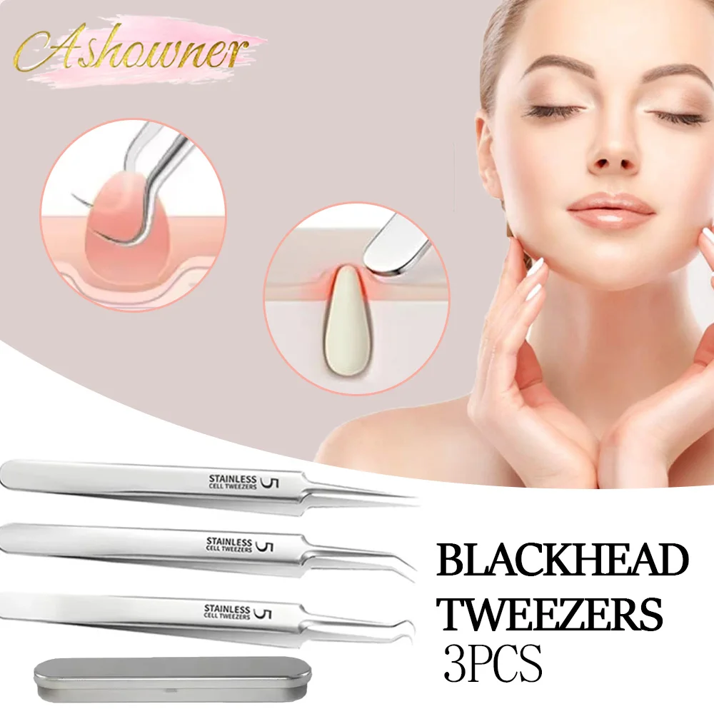 

Professional Blackhead Tweezers Facial Processing Tools High Hard Stainless Steel Pimple Popper Tool Kit Makeup Tool Accessories