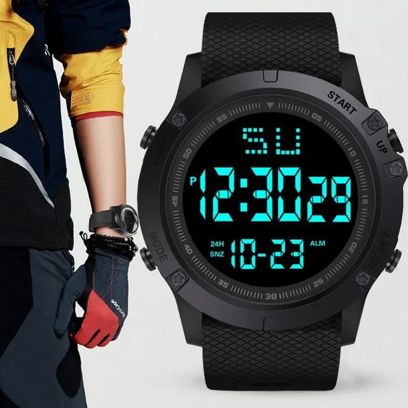 Men Sport Watch Multifunction Cadet Combat Watches Waterproof Luminous LED Digital Kids Big Dial Student Electronic Watch