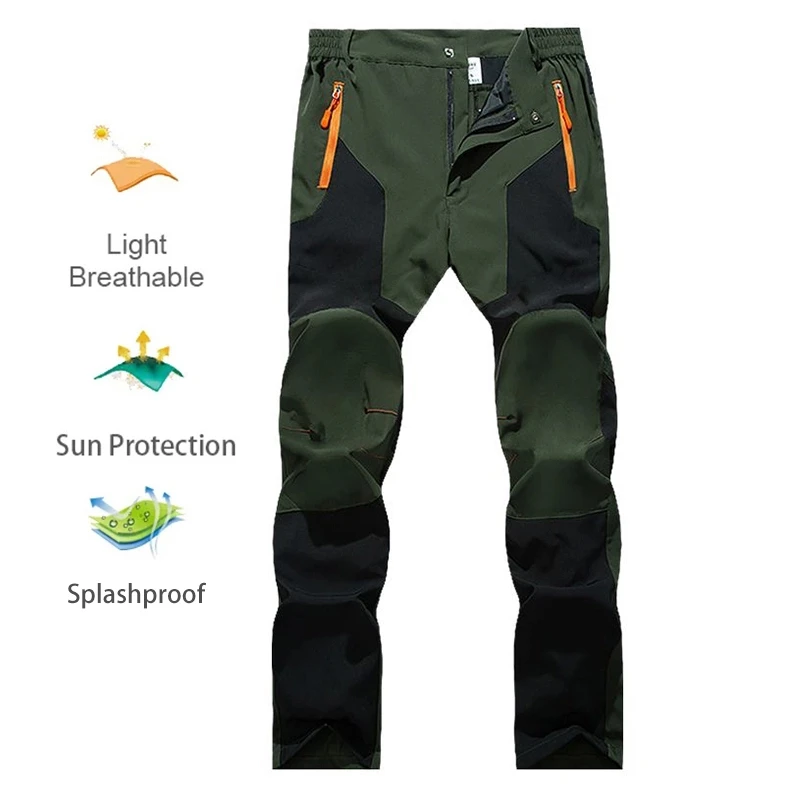 

Men Summer Sports breathable Pants Hiking Trousers Camping Splash Prevention Quick Dry UV Resistant Elastic Thin