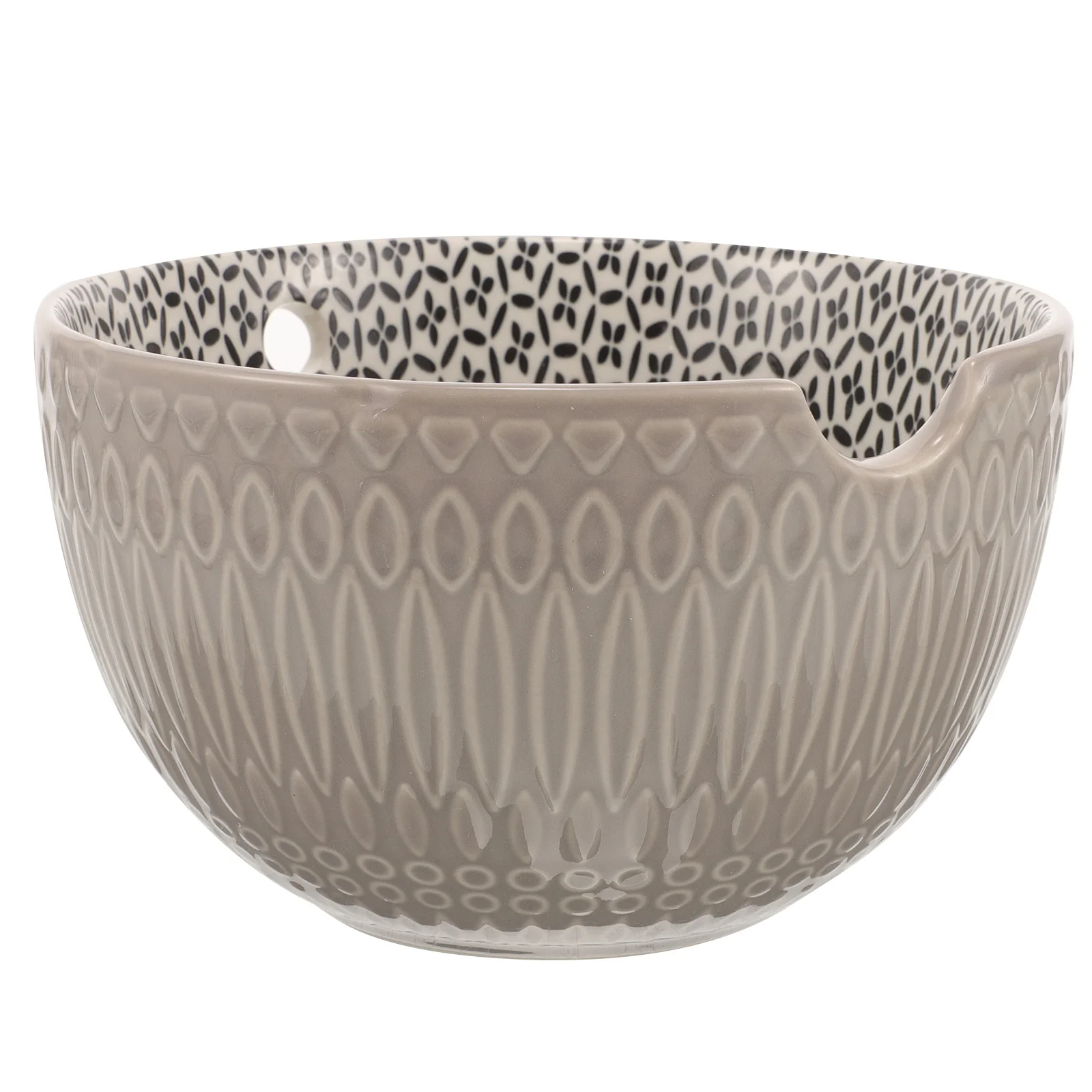 Cuenco de hilo de cerámica, soporte para gancho de ganchillo, organizador de almacenamiento de tejido de superficie lisa, contenedor de lana multifuncional para artesanía