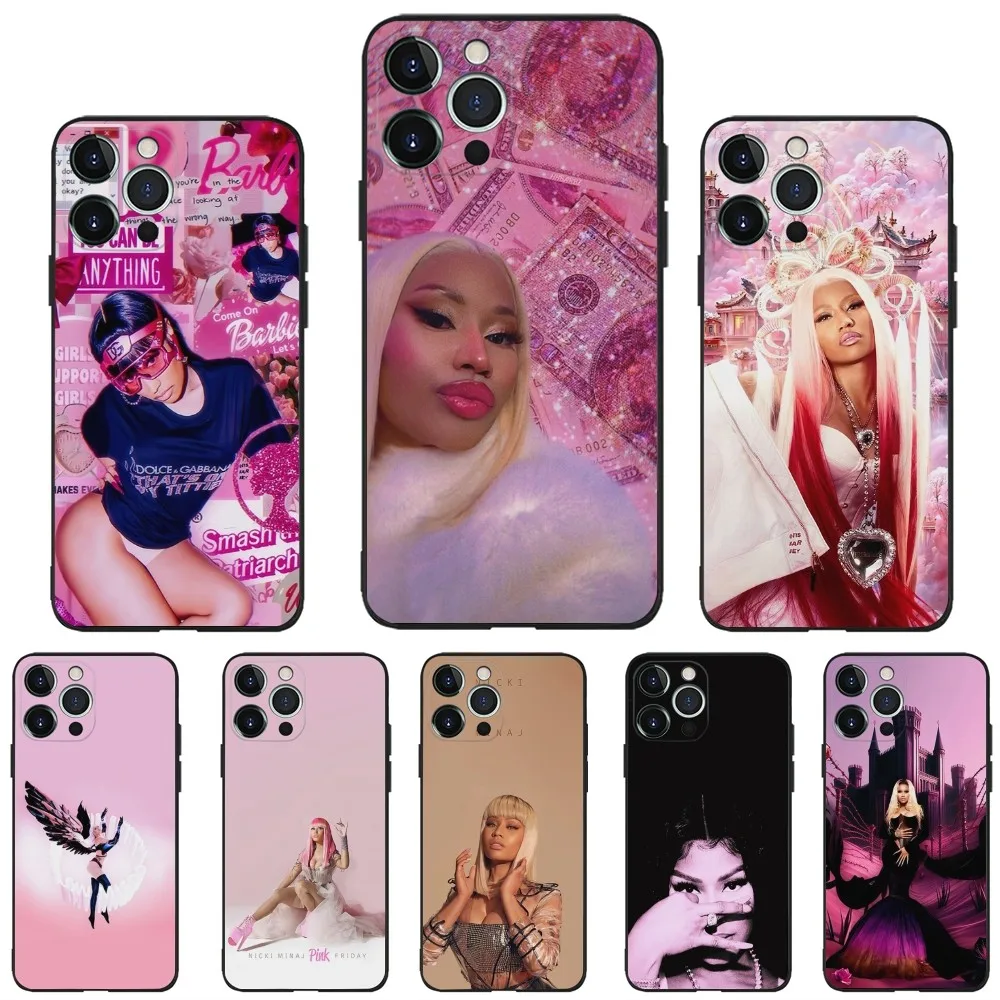 

N-Nicki M-Minaj Rapper Phone Case for Apple iPhone, 13, 14,13,12,11,XS,XR,X,8,7,Pro,Max,Plus, Mini Silicone Cover, Black