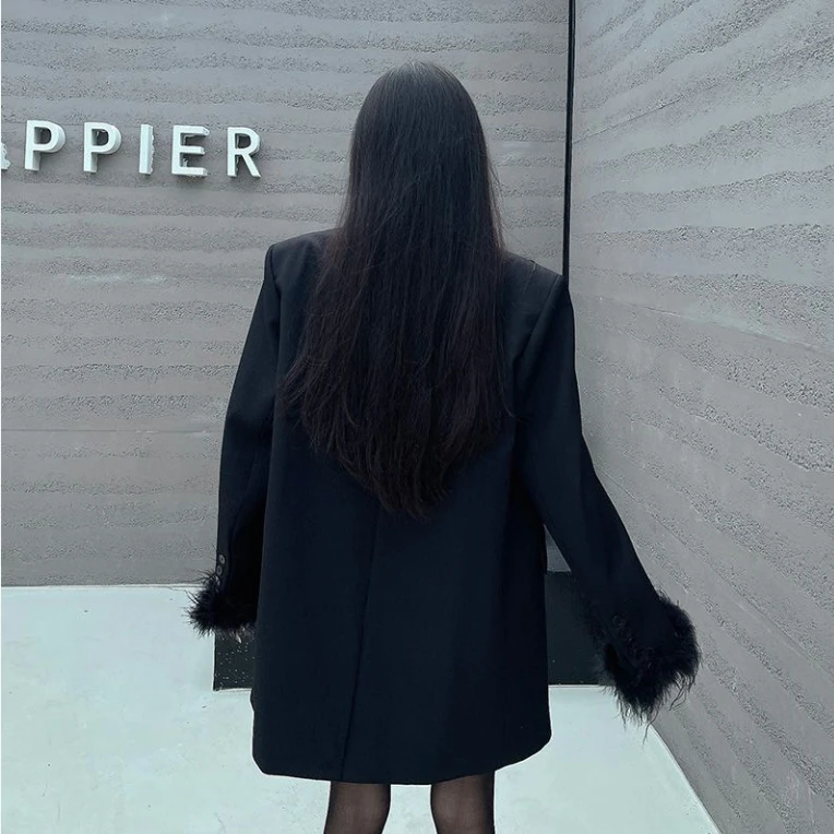 Zoete koele zwarte damesblazer voor dames herfstjas nieuwe halflange high-end casual losse petite top kawaii Koreaanse streetwear