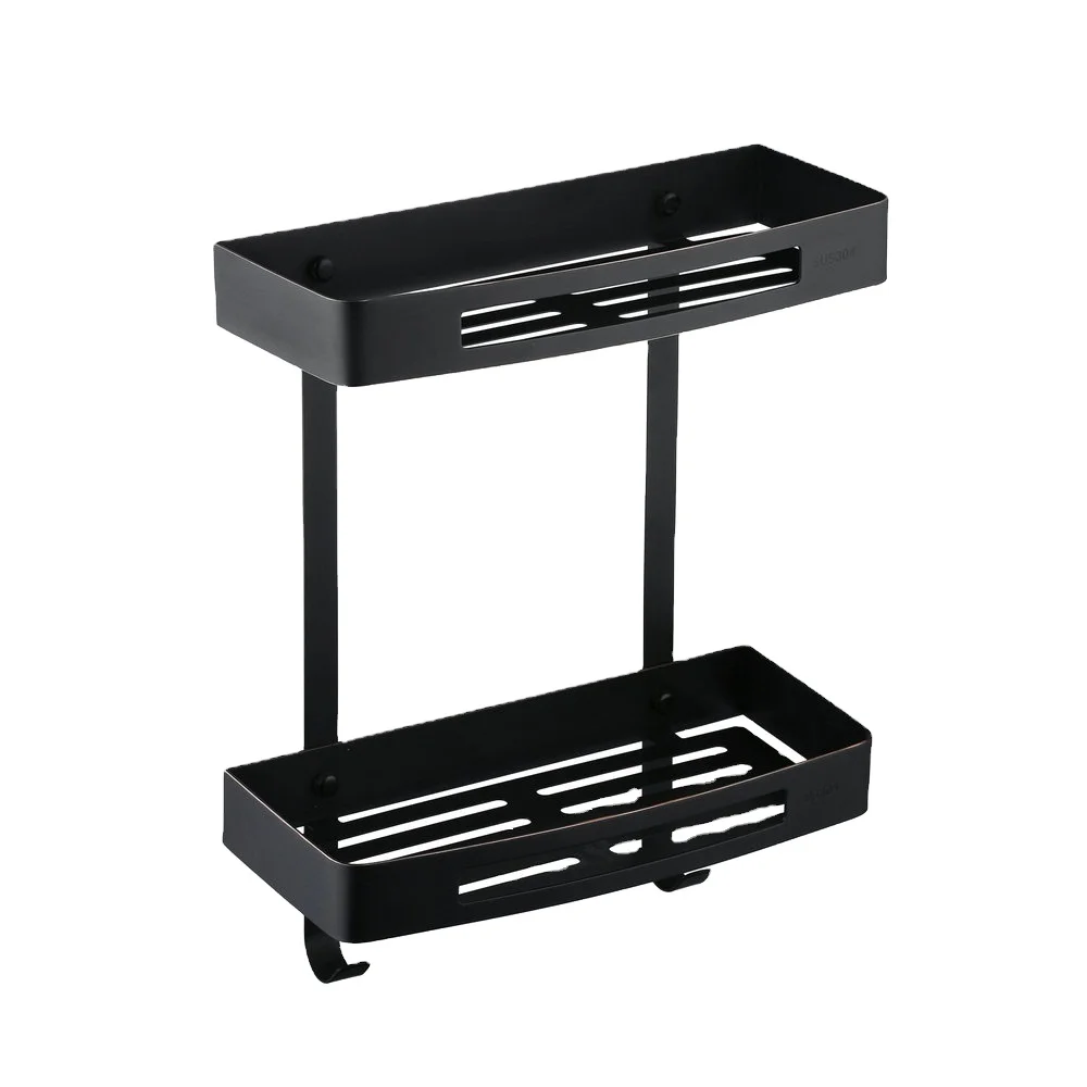 

BA9287B2 Stainless Steel 304 Bathroom Corner Shelf Cosmetic Holder With Hooks