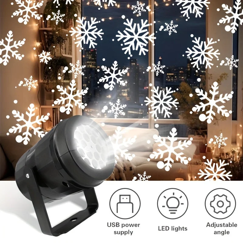 LED Rotating Snowflake Projector Suitable for Christmas - Dynamic Snowflake Projection for Holiday Party Decorations Christmas