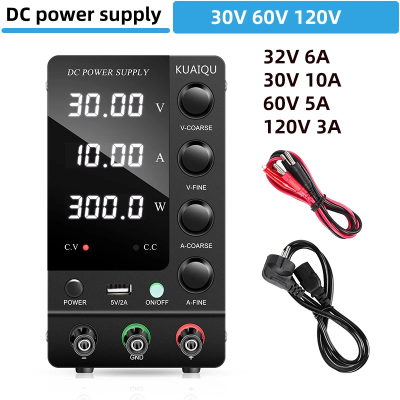 Black 4digits Switching DC Power Supply 30V 10A 5A Laboratory Maintenance Workbench Voltage Current Regulator 60V 5A 120V 3A