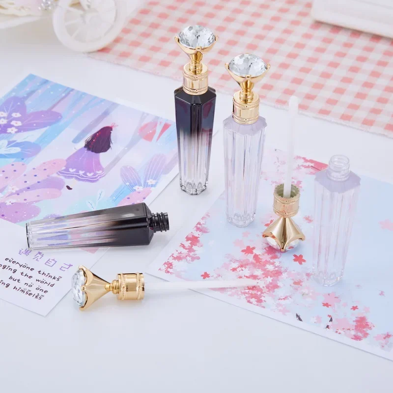 

Красочный алмазный колпачок, пустой прозрачный тюбик для блеска для губ с палочкой, пустой тюбик для губной помады, инструменты, контейнеры для косметической упаковки