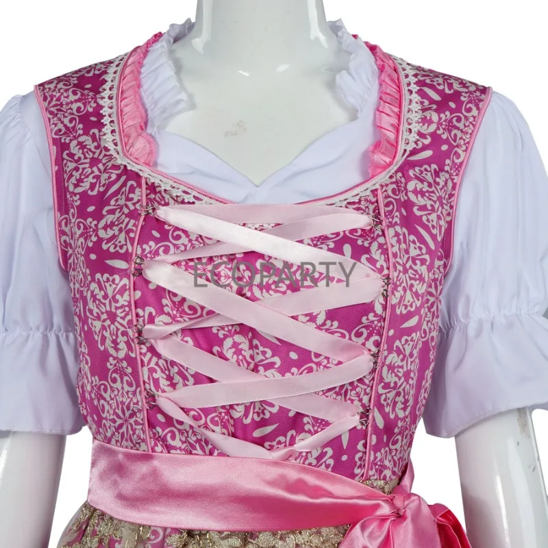 Traditional German Beer Festival Costume Lace Up Short Sleeve Patchwork Gothic Clothes For Women Women Oktoberfest Dirndl Dress